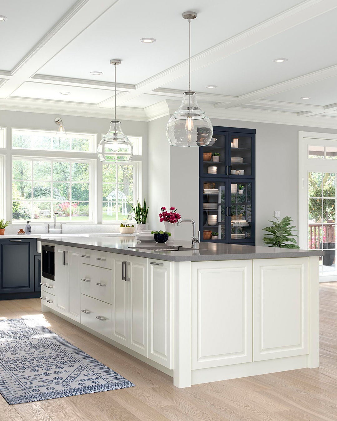 kitchen island with linen cabinets
