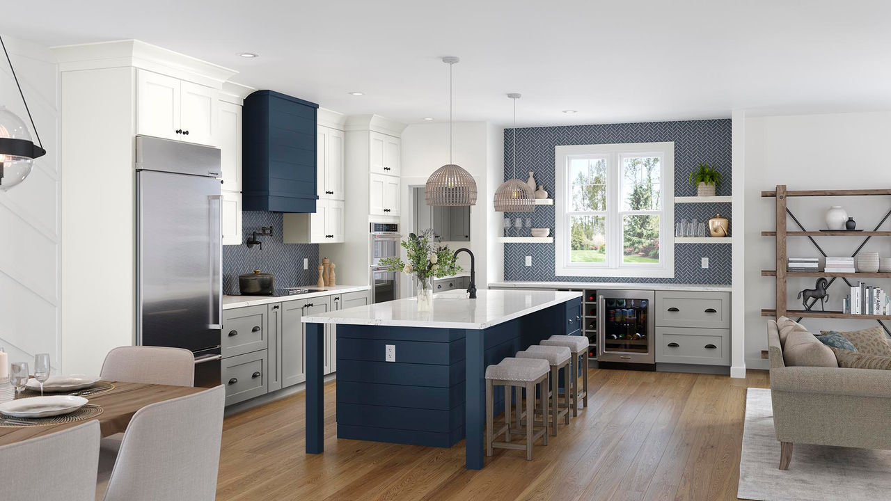 Brindley in Painted Navy, Linen & Stone