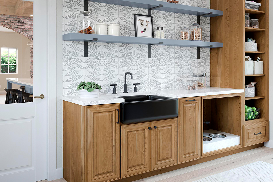 Painted Mist shelves with Emerson Matte Black Corbels