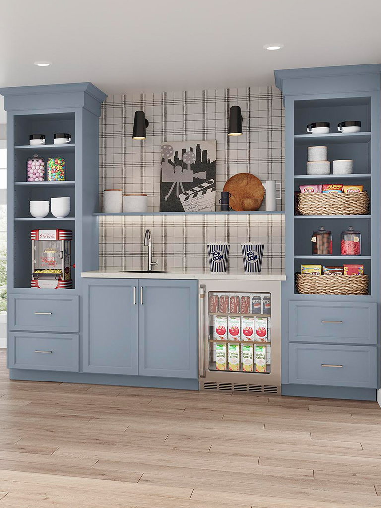 Blue mist cabinets